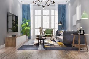 Luxury living space with integrated audio visual and home automation systems
